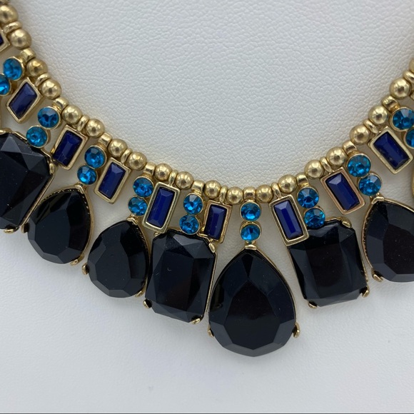 The Limited Gold Tone Ball Chain Blue Rhinestone Boho Chic Statement Necklace - Picture 10 of 10